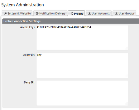 Probes Settings in System Administration