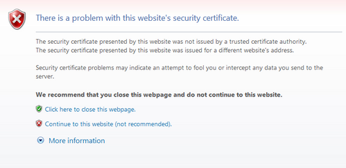 Security Warning in Internet Explorer Security Warning in Internet Explorer
